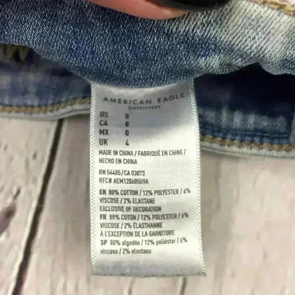 Blue Stretchy Denim Cut Off Shorts Distressed Sz 0 Next Level American Eagle - Picture 4 of 10